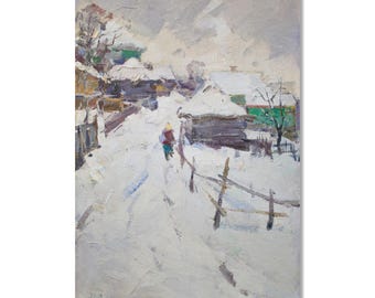 ルーヴシエンヌの雪 - アルフレッド・シスレーの手描き油絵複製、冬の