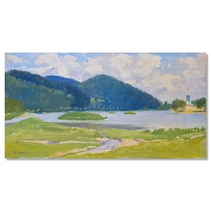 Captivating Mountain River Scene | Original Vintage Oil Painting | Ukrainian Artist Mykola Chaly