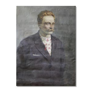 Authentic Vintage Ukrainian Oil Painting - Ivan Franko Portrait by Unknown Artist