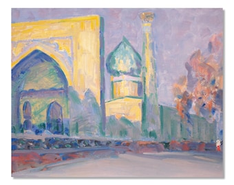 Modernes Stadtbild, Öl auf Malpappe – Islamische Architektur