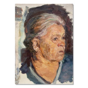Vintage Ukrainische Großmutter Portrait | Original Ölgemälde von Vadim Bogdanov