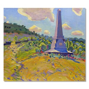 Paisagem Ucraniana Vintage | Pintura a Óleo | Monumento Arquitetônico da Batalha de Ust-Alminsk