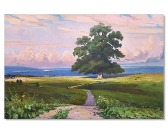 風景 絵画 （7） 木陰 木の絵画風景自然壁アート - Etsy 日本