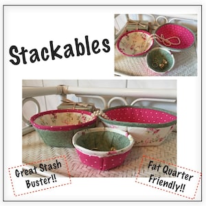 Stackables - Set of 3 fabric bowls - PDFSewing Pattern - ENGLISH