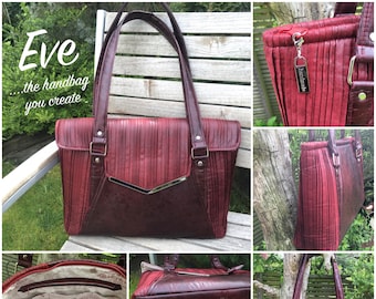 EVE Handbag  2 versions - top zipper closure or with flap - Pdf Sewing Pattern - ENGLISH