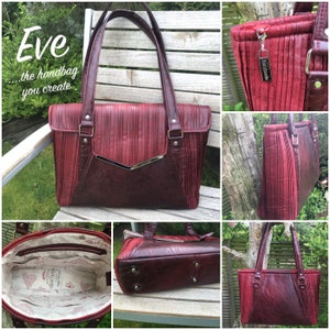 EVE Handbag  2 versions - top zipper closure or with flap - Pdf Sewing Pattern - ENGLISH