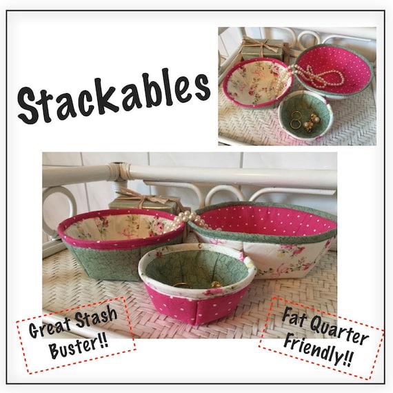 Stackables Set of 3 Fabric Bowls Pdfsewing Pattern ENGLISH 