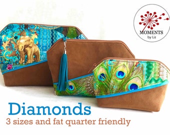 DIAMONDS Pouches - PDF Sewing pattern - ENGLISH