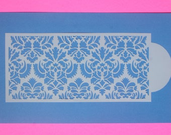 Damask Stencil (8 3/4" x 4 1/4") Stencils, Damask Lace Border, Cake decorating, Airbrush, Scrapbooking, Collage, Paper Crafts, Cake Stencils