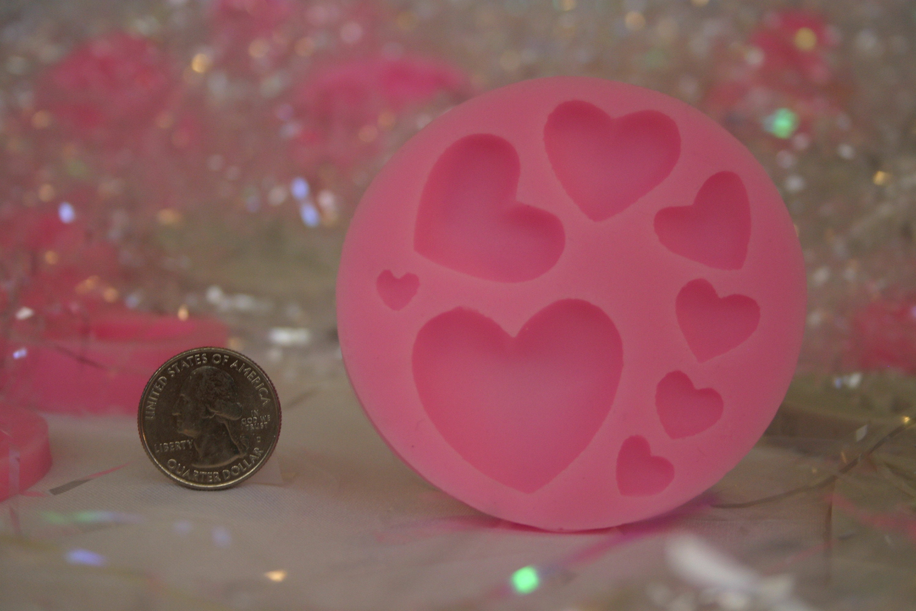 Hearts Silicone Push Mold #342 For Candy Craft Fondant Chocolate Resin Clay 