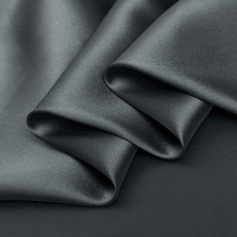 100% silk silver grey color 19mm silk satin fabric for dress shirts, pajamas, evening dress, DIY handmade, sell by the yard, made in China No.66 grey