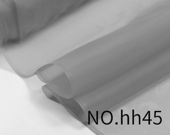 100% silk organza fabric sold by the yard 5mm 140cm width 54&quot; silver grey light grey silk bridal silk wedding silk DIY handmade dress fabric
