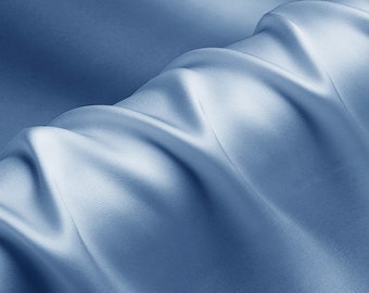 100% mulberry fabric 19mm silk satin charmeuse 114cm width blue color for wedding dress pillowcase eye mask scrunchies sell by yard
