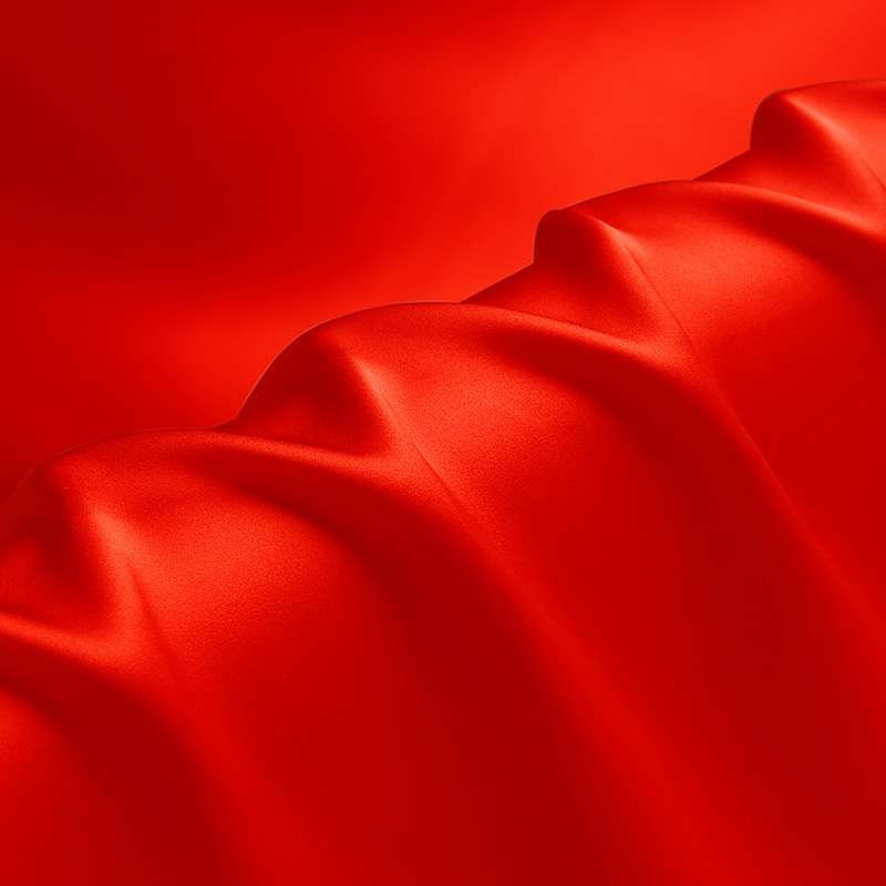 Fabric polyester satin cherry red opaque light bright flat