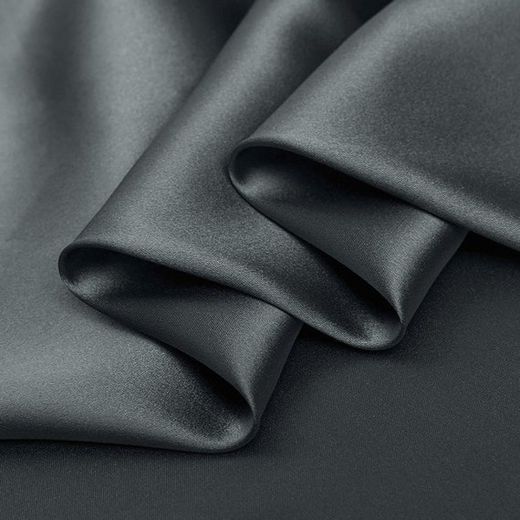 grey dress fabric Silver Grey Silk Satin Fabric, 30mm, DIY Sewing Fabric