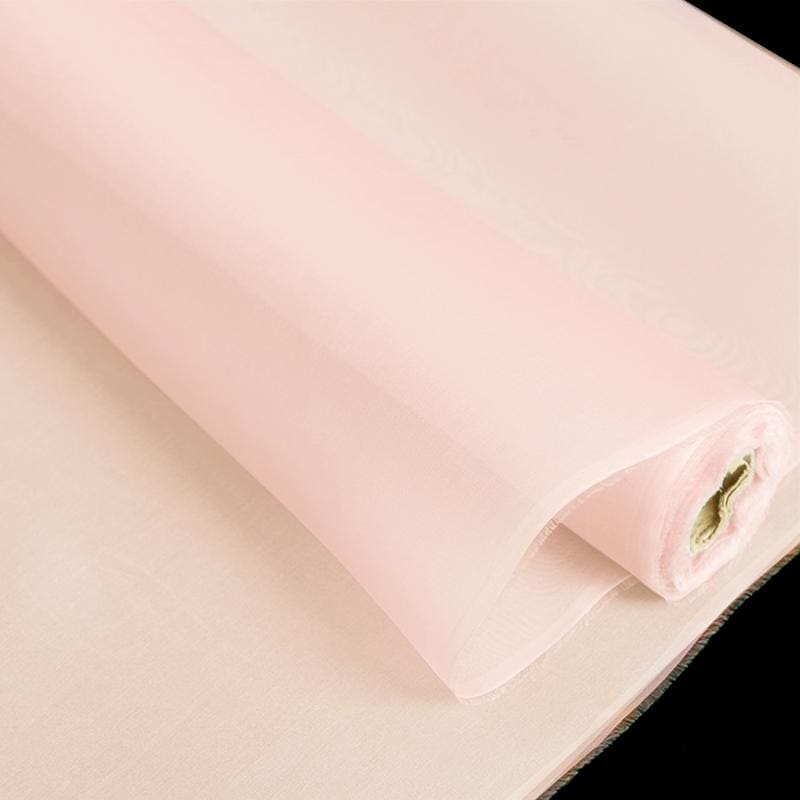 100% silk organza fabric sold by the yard 5mm 140cm 54" width pale pink baby pink color silk wedding silk