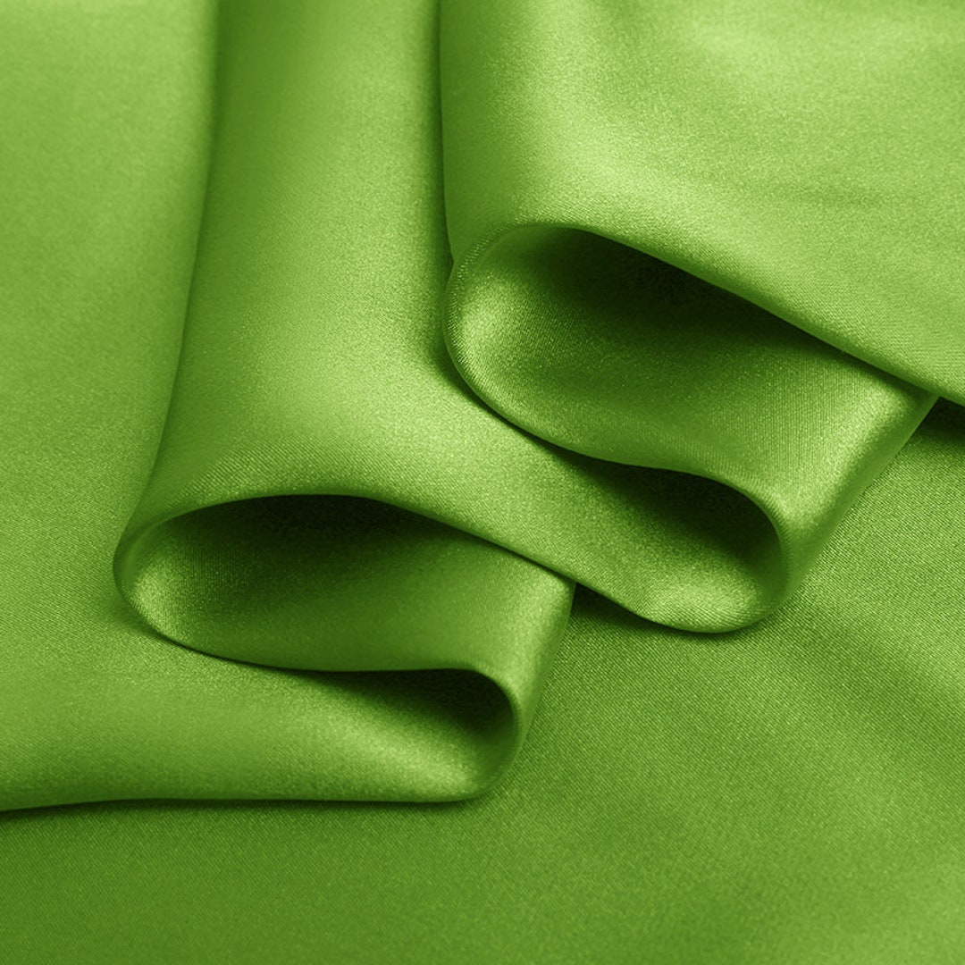 100% Silk Green Color 19mm Silk Satin Fabric for Dress Shirts, Pajamas ...
