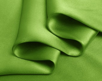 Green Silk Satin Fabric, 19mm, DIY Sewing, Sold by the Yard