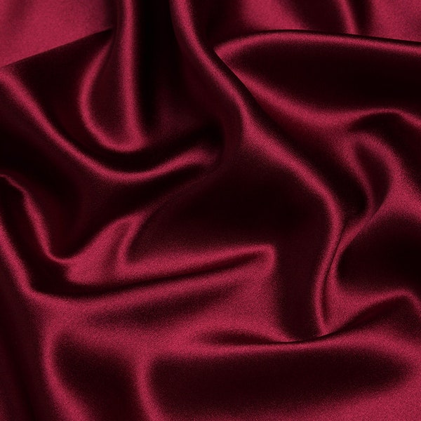 Tissu en satin de soie 100% soie couleur vin rouge 19mm pour chemises habillées, pyjamas, robe de soirée, bricolage fait à la main, vente par mètre, fabriqué en Chine