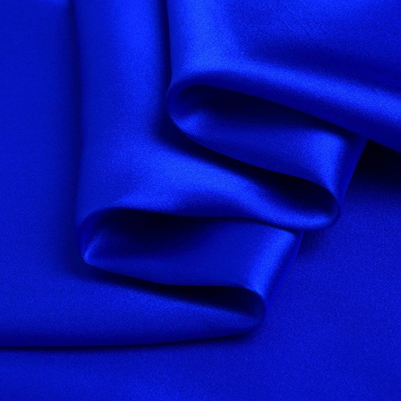 Bini Fabrics Royal Bule Pure Silk Satin Fabric Plain Silk Satin Material  44/45 Width, Slik & Shiny Fabrics (1 Meter)