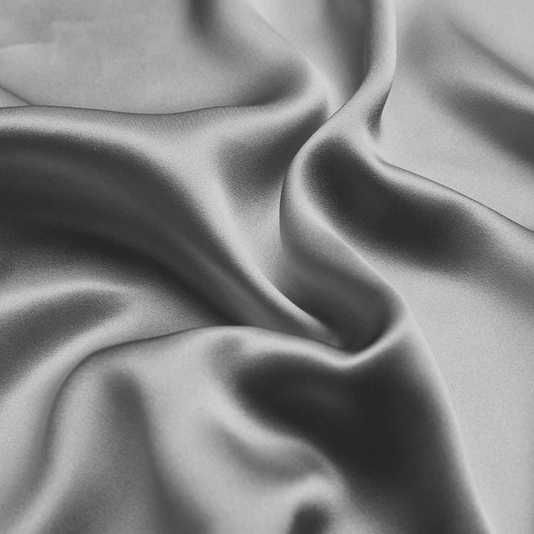 100% Silk Silver Grey Color 19mm Silk Satin Fabric for Dress Shirts,  Pajamas, Evening Dress, DIY Handmade, Sell by the Yard, Made in China 