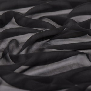 100% mulberry 10mm silk georgette fabric black color 140cm width for dress, DIY handmade sell by the yards chines silk fabric supplier