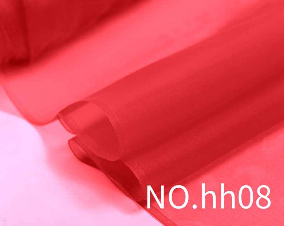 5 Momme 100% Pure Silk Organza Fabric – 45" Wide, Red – Sold By The Meter