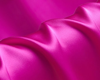 100% pure silk fabric 16mm silk satin 114cm width hot pink colors for lining, pillowcases, scrunchies, DIY handmade, sell by the yard