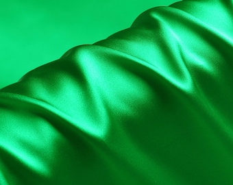 Emerald Green Silk Satin Fabric, 19mm Silk Charmeuse, By The Yard