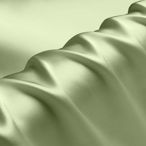 Pea green 100% silk 19mm silk satin fabric silk charmeuse fabric sell by the yard wedding dress silk, silk scarf fabric, solid color