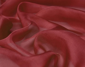 Wine Red Silk Chiffon Fabric - 54" Wide, Sold by the Yard