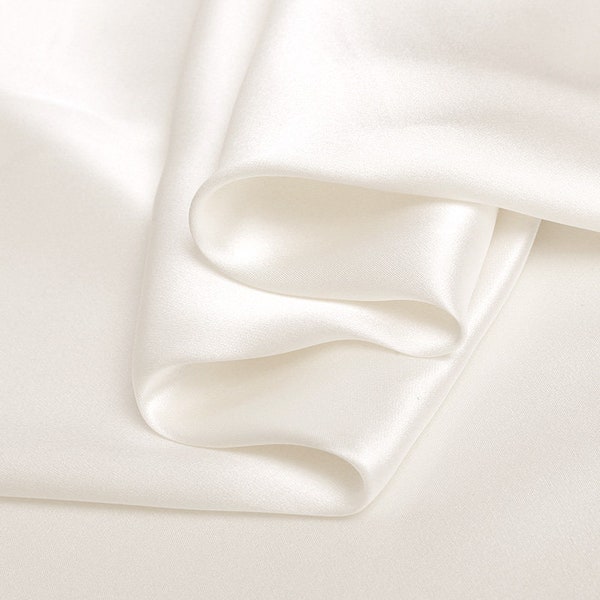 100% silk ivory white silk 30mm silk satin fabric silk charmeuse for dress, shirts, pajams sell by the yard, DIY handmade, wedding fabric