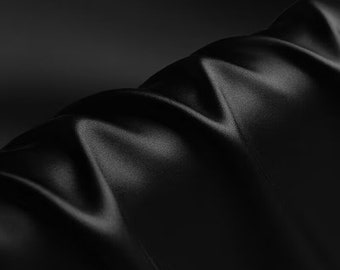 Black 16mm Silk Satin Fabric, 114cm Wide, DIY Handmade