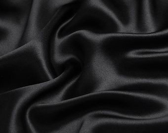 100% Silk Black Color 19mm Silk Satin Fabric for Dress Shirts - Etsy