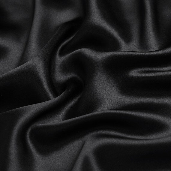 100% seta nero colore 19mm tessuto di raso di seta per camicie abito,  pigiama, abito da sera, fai-da-te fatto a mano, vendere tagliato a misura,  made in China -  Italia