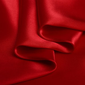 red color 30mm silk satin fabric for dress, shirts, pajams sell by the yard, DIY handmade, wedding fabric