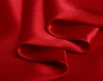 red color 30mm silk satin fabric for dress, shirts, pajams sell by the yard, DIY handmade, wedding fabric