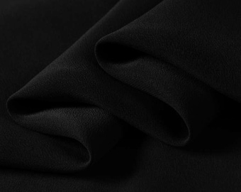 100% mulberry pure silk fabric 16mm silk crepe de chine fabric 140cm width black color for shirts, scarf, DIY handmade sell by the yard