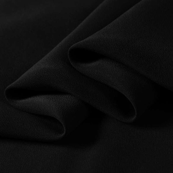 100% mulberry pure silk fabric 16mm silk crepe de chine fabric 140cm width black color for shirts, scarf, DIY handmade sell by the yard