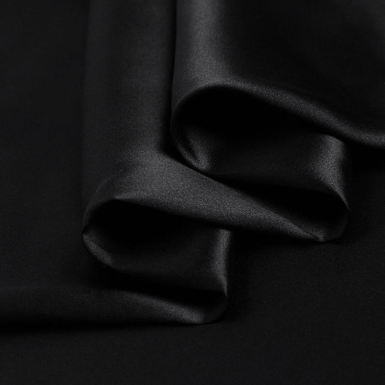 100% Silk Black Color 19mm Silk Satin Fabric for Dress Shirts - Etsy