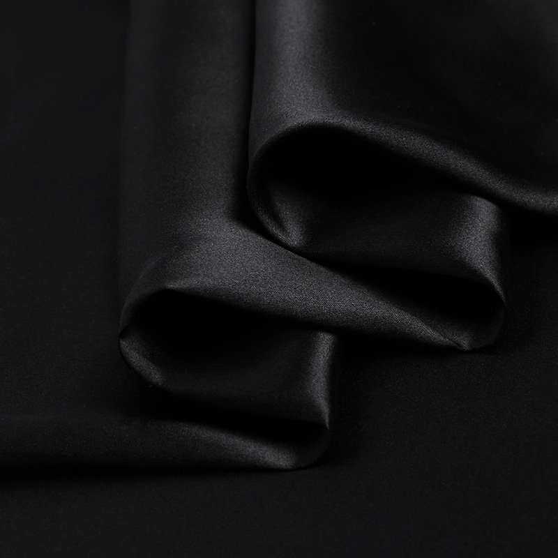 100% Silk Black Color 19mm Silk Satin Fabric for Dress Shirts