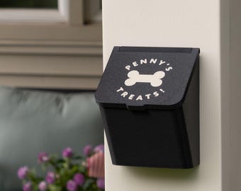 Personalized Dog Treat Bin, Wall Mounted, Indoor & Outdoor Storage, Dog Lover Gift