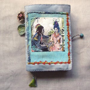 medium handgemachtes textiles Tagebuch Skizzenbuch Notizbuch Traumtagebuch mixed media OOAK kleines Geschenk Anna Karenina gestickt