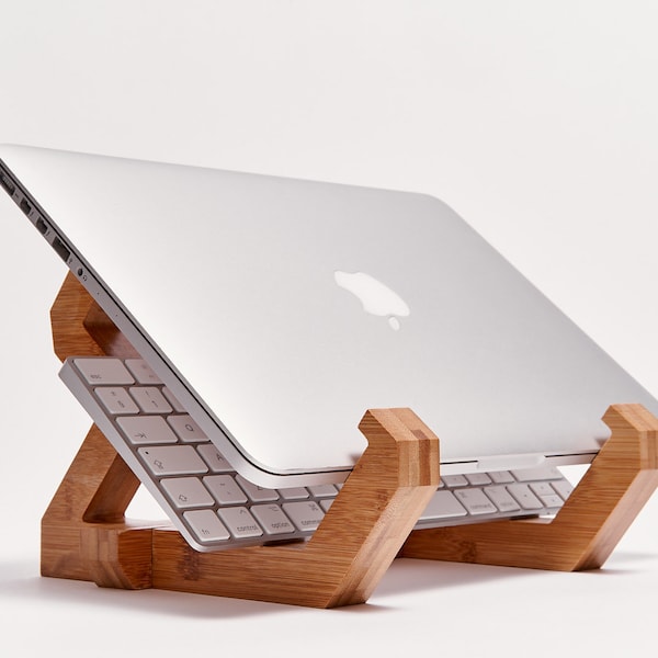 Laptopständer aus Bambus – Notebookständer – tragbar – ergonomisch – Laptopablage – Docking – Laptopständer – Computerständer – Computerständer – MacBook