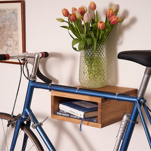 100% OAK Wood Bike Hanger | Bike shelf | Bike Wall Mount | Bike rack | Bike storage - Natural Oiled Finish