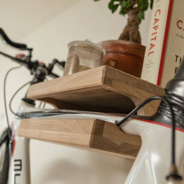 100% EIKEN houten fietshanger | Fietsplank | Fiets Muurbeugel | Fietsenrek - Naturel (geen olie)