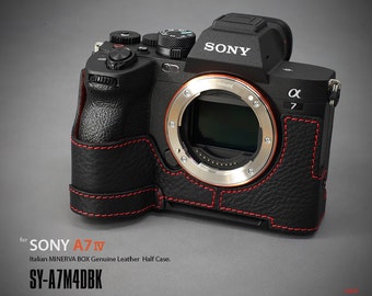 LIM'S Demi-étui pour appareil photo en cuir véritable et plaque en queue d'aronde pour Sony A7IV A7M IV A7M4 A7 Mark IV [Noir]