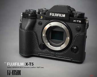 LIM's echt lederen camera half case &zwaluwstaart plaat voor Fuji Fujifilm X-T5 Case Cover [zwart]