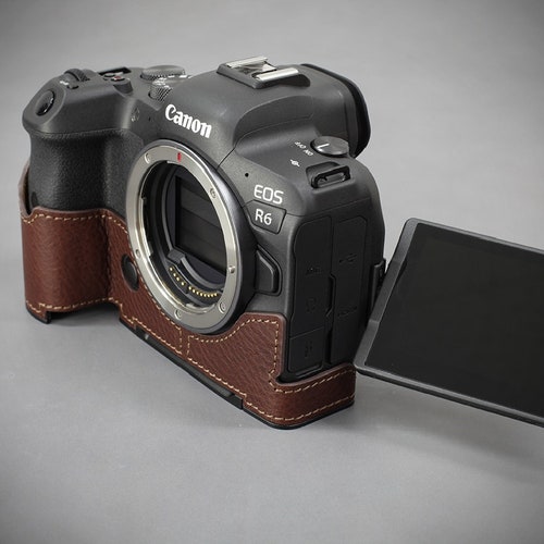 LIM'S Genuine Leather Camera Half Case & Dovetail Plate for Canon EOS R6 shops Case Cover Pouch Brown