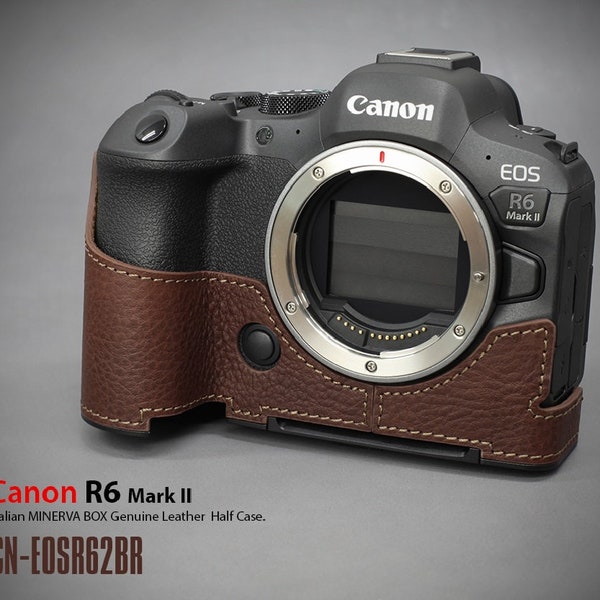 Lims Echtleder Kamera Half Case & Dovetail Plate für Canon EOS R6 Mark II Case R6 II Cover [Braun]